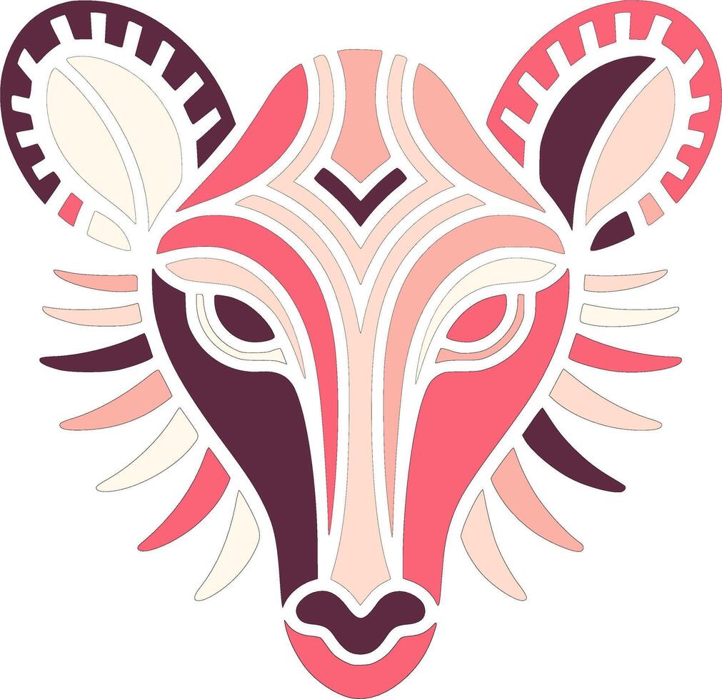 Powerful Stylized Tribal Oribi Face Design vector