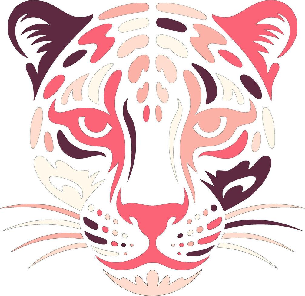 Iconic Tribal Clouded Leopard Face Design vector