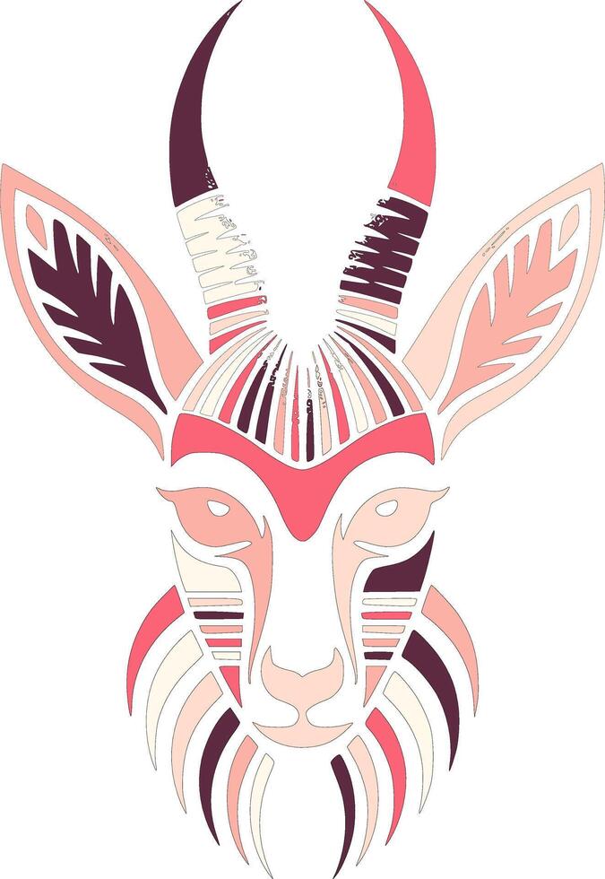 Powerful Stylized Tribal Steenbok Face Design vector