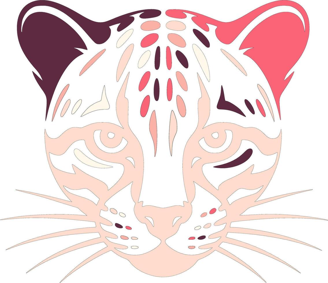 Royal Stylized Tribal Ocelot Face Design vector