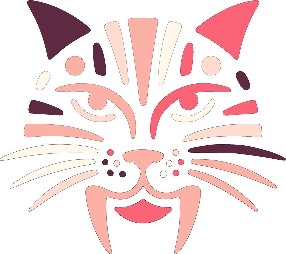 Mystical Tribal Fishing Cat Face Design vector