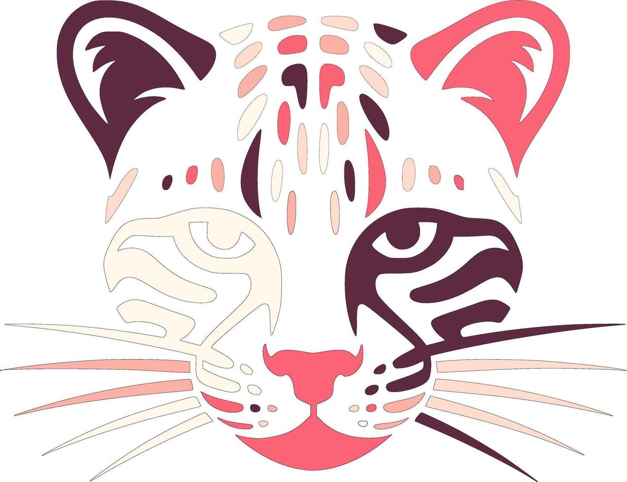 Ornate Stylized Tribal Ocelot Face Design vector