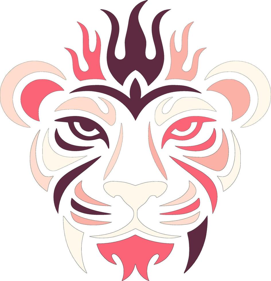 Abstract Lion Head Tribal Design Art vector