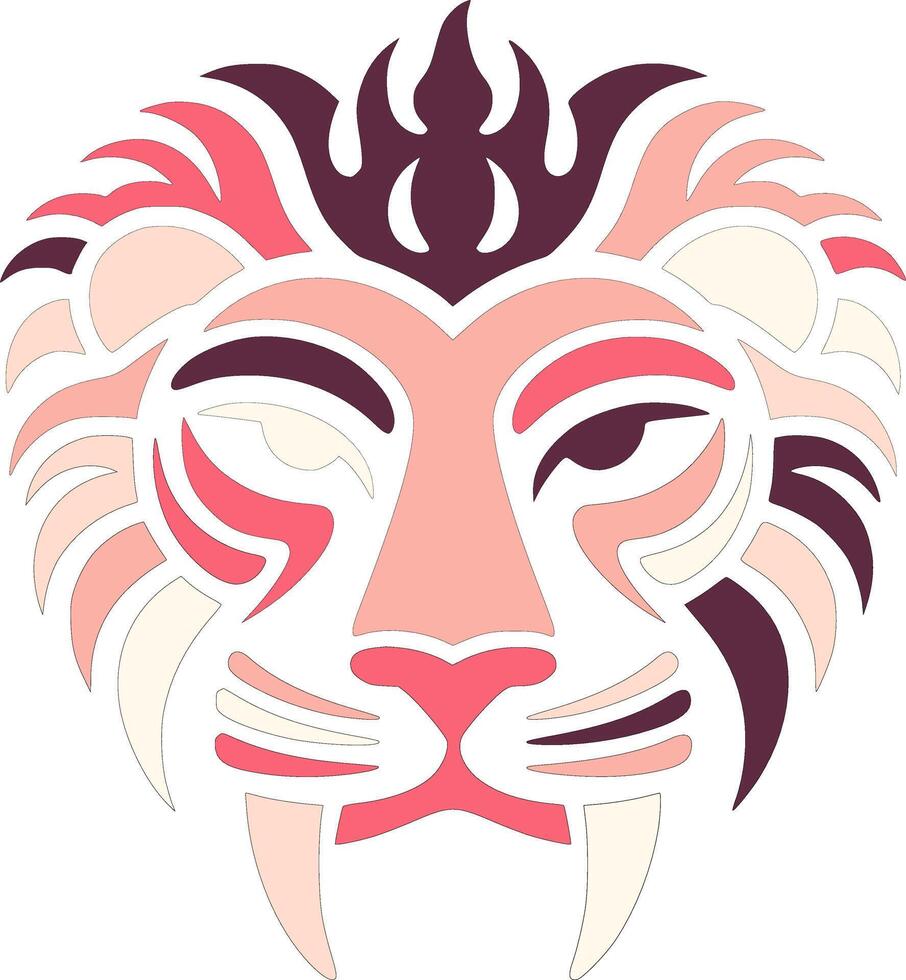 Abstract Stylized Sabertooth Lion Head vector