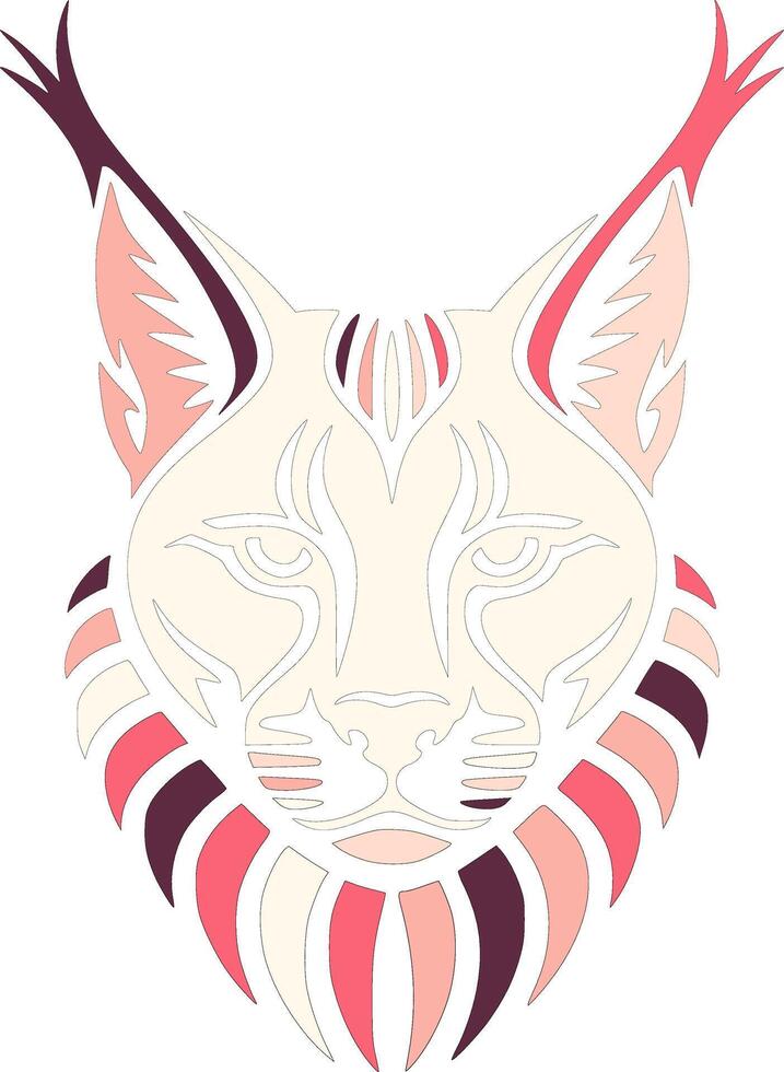 Ornate Stylized Tribal Caracal Face Design vector