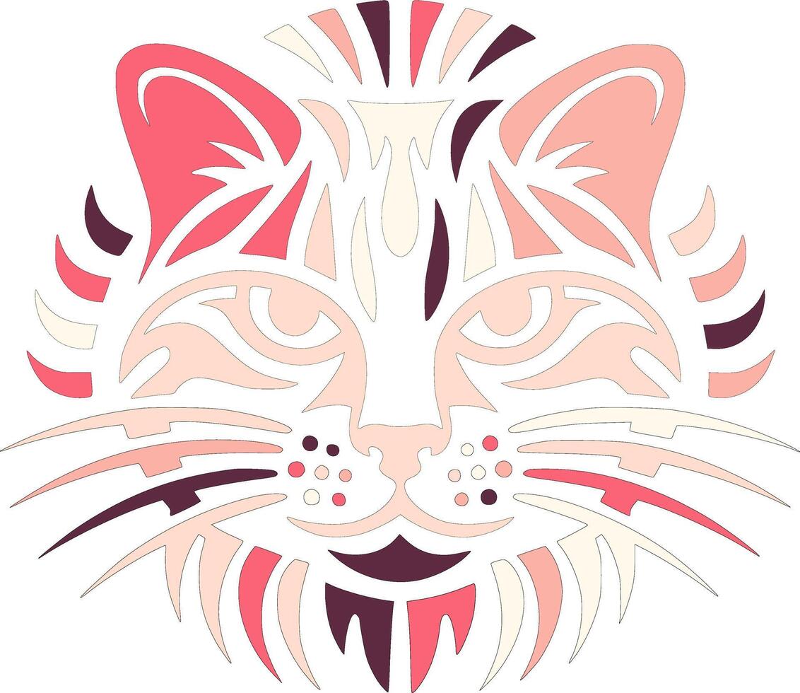 Iconic Tribal Fishing Cat Face Design vector