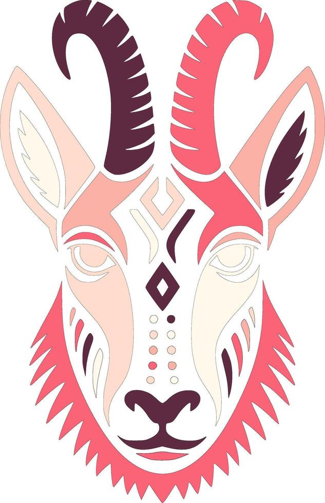 Stylized Tribal Chamois Face Design vector