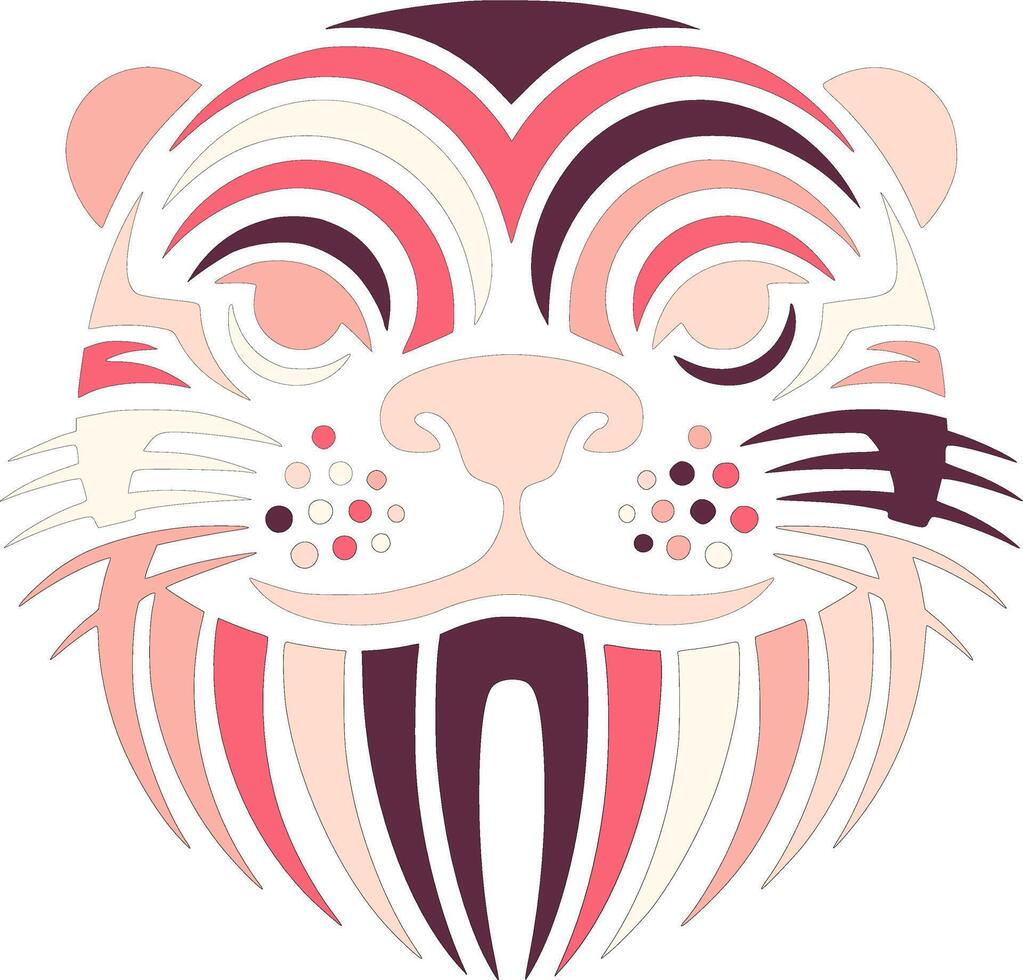 Decorated Tribal Giant Otter Face Design vector