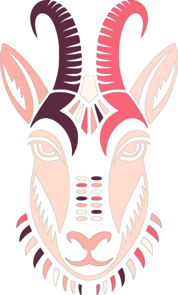 Ancient Stylized Tribal Chamois Face Design vector