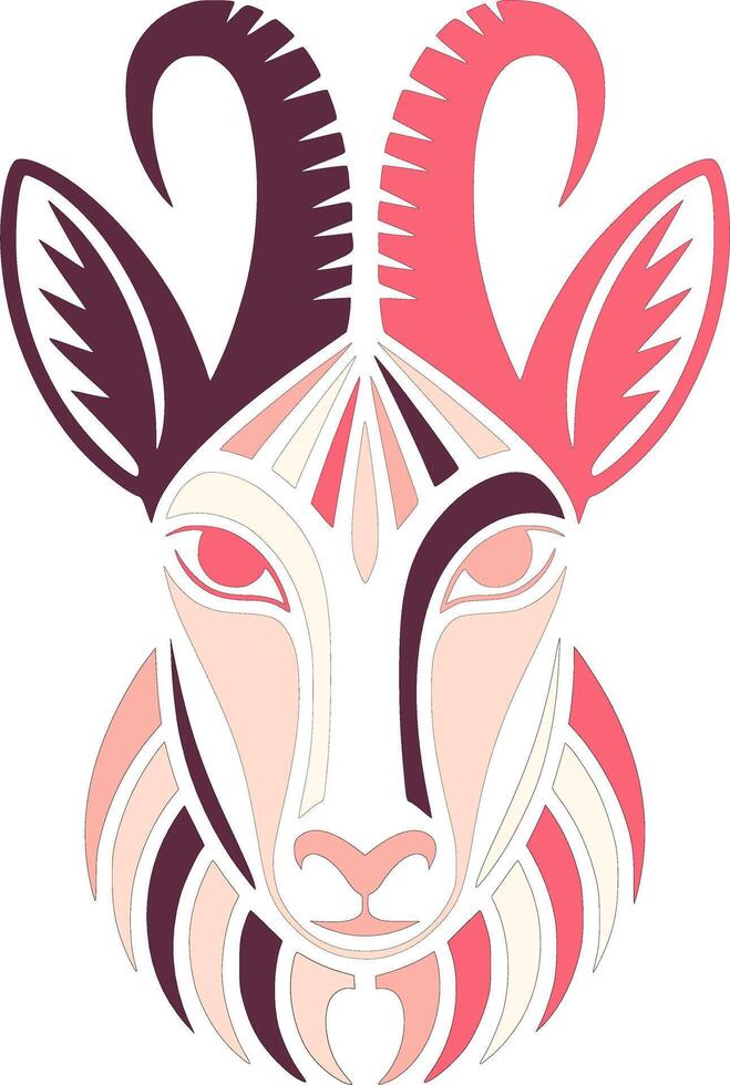 Mystical Stylized Tribal Chamois Face Design vector