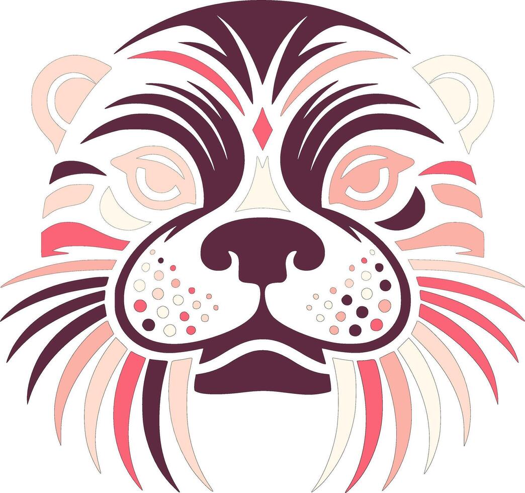 Fierce Tribal Giant Otter Face Design vector