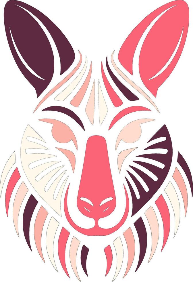 Mystical Stylized Tribal Wallaby Face Design vector
