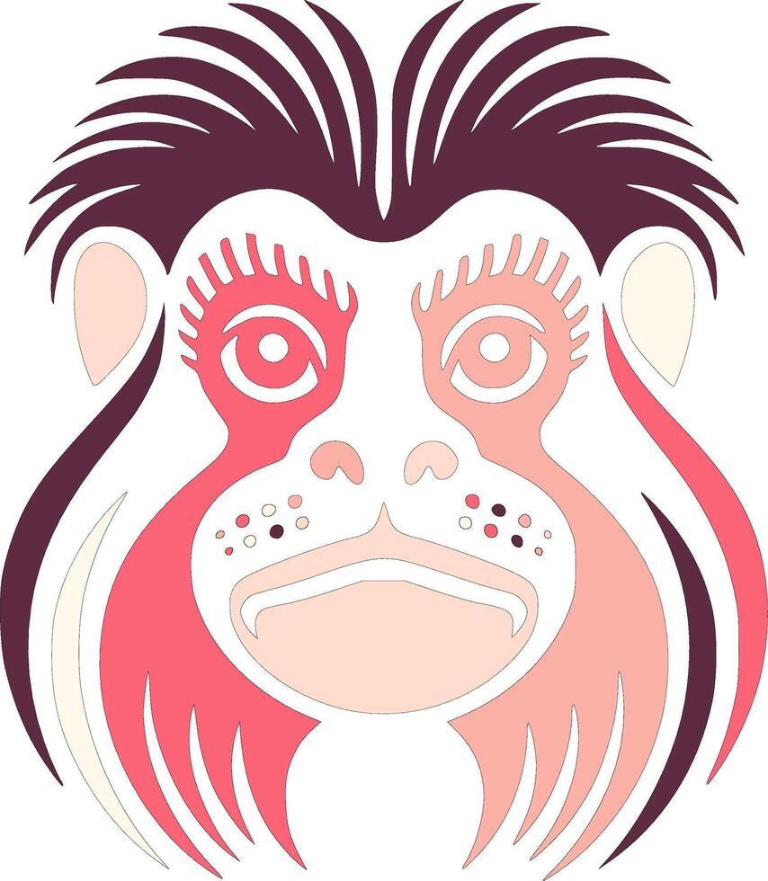 Wild Tribal Cottontop Tamarin Face Design vector