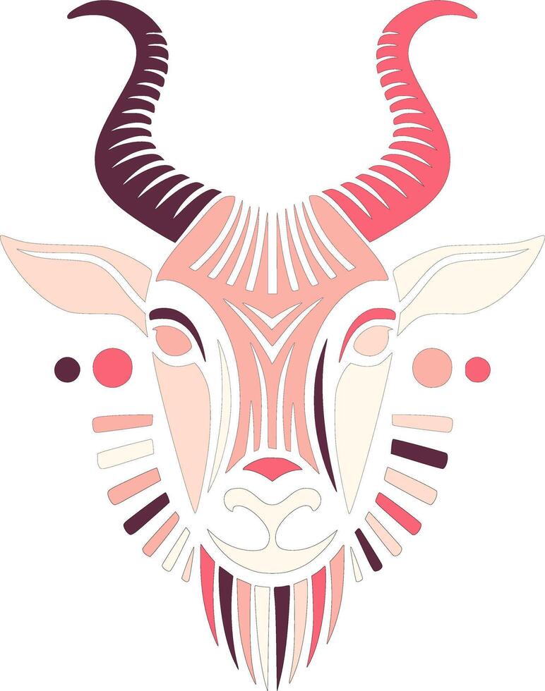 Iconic Stylized Tribal Addax Face Design vector
