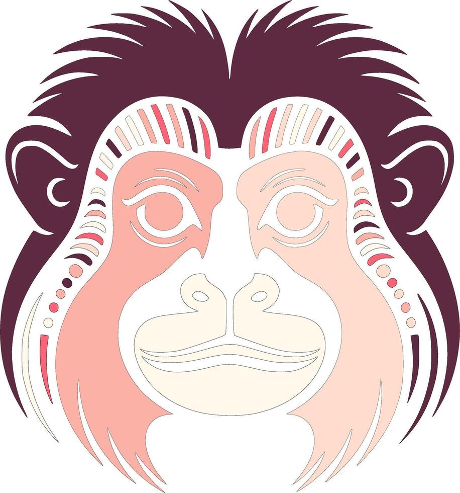 Heroic Tribal Cottontop Tamarin Face Design vector