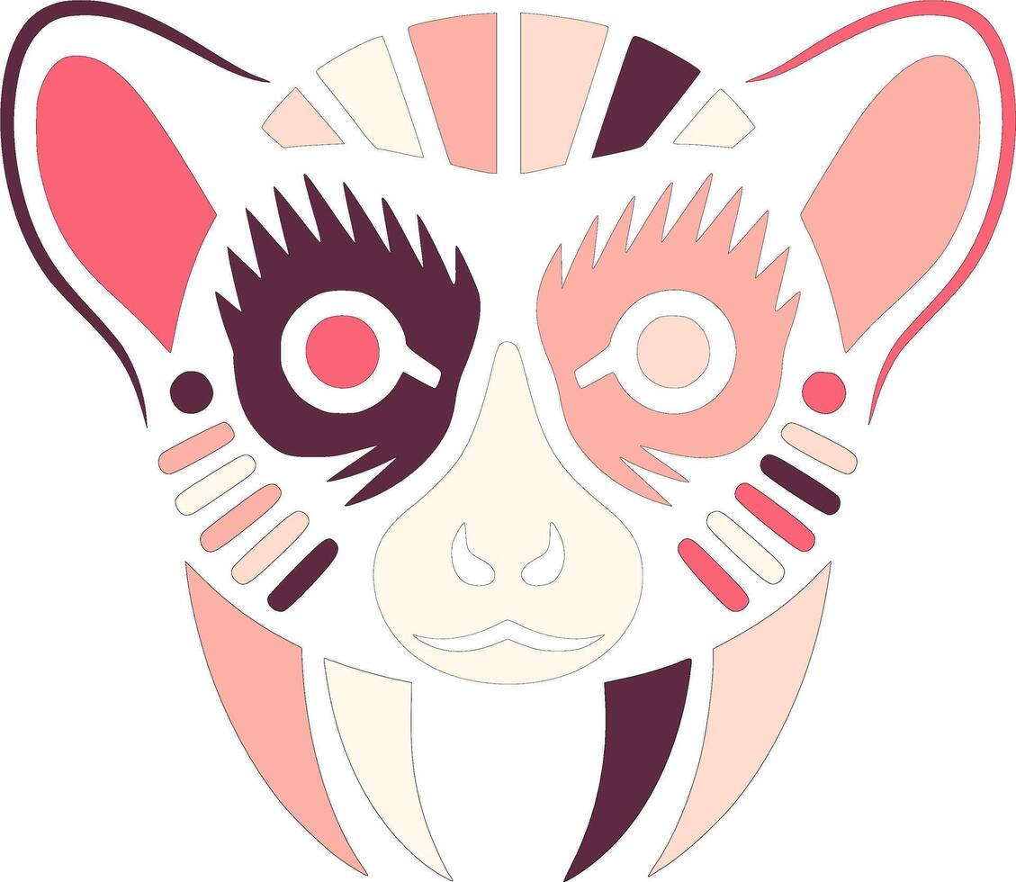 Ancient Stylized Tribal Lemur Face Design vector