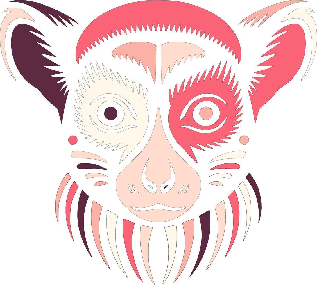 Stylized Tribal Lemur Face Design vector