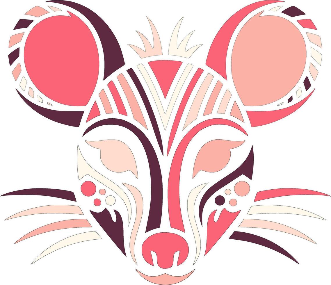 Ancient Tribal Mouse Deer Face Design vector