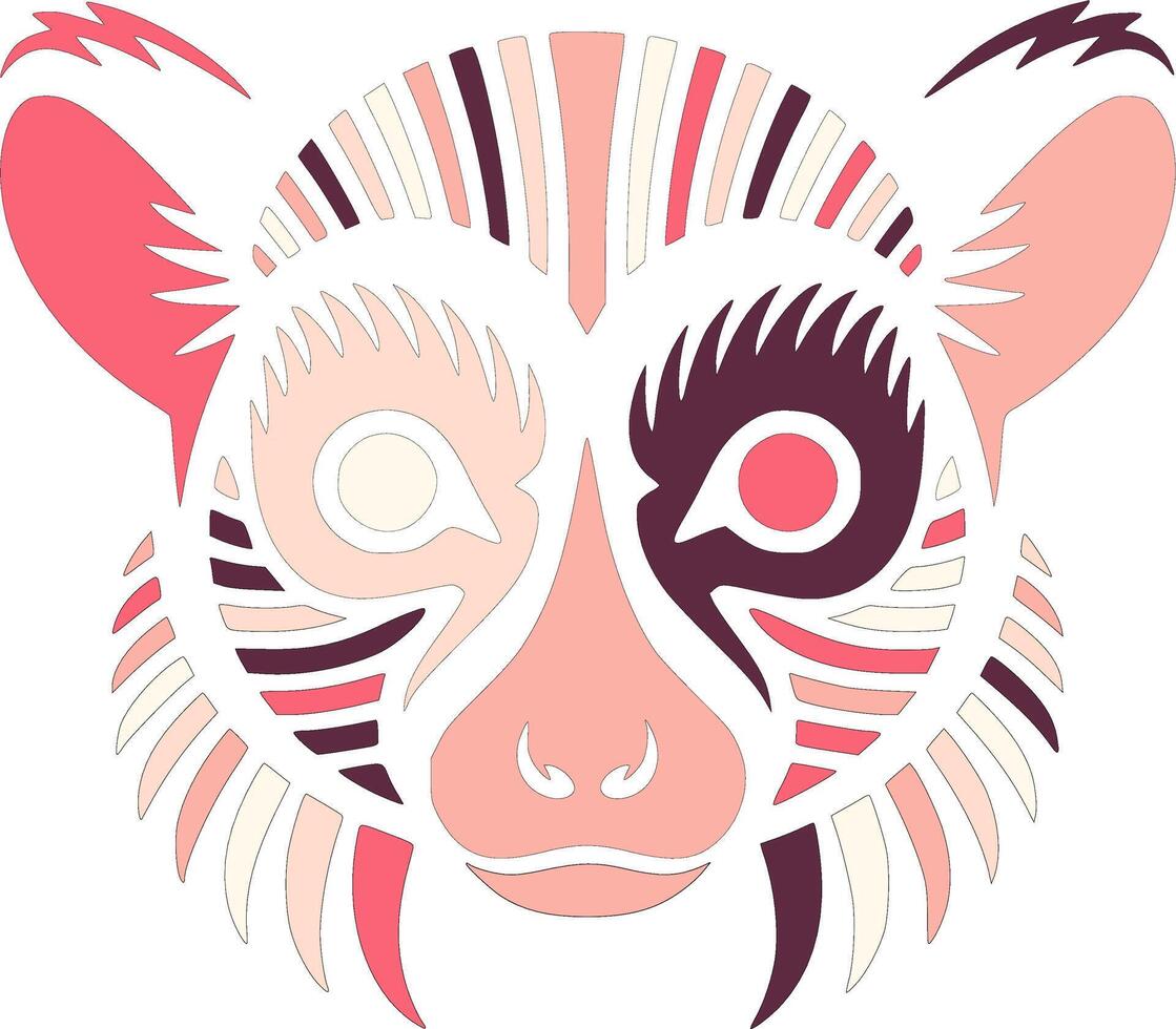 Mystical Stylized Tribal Lemur Face Design vector