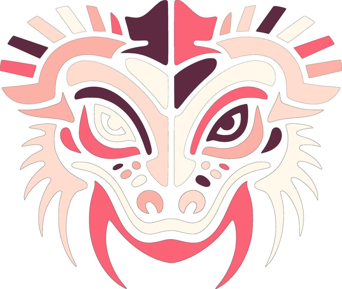 Traditional Tribal Basilisk Lizard Face Design vector