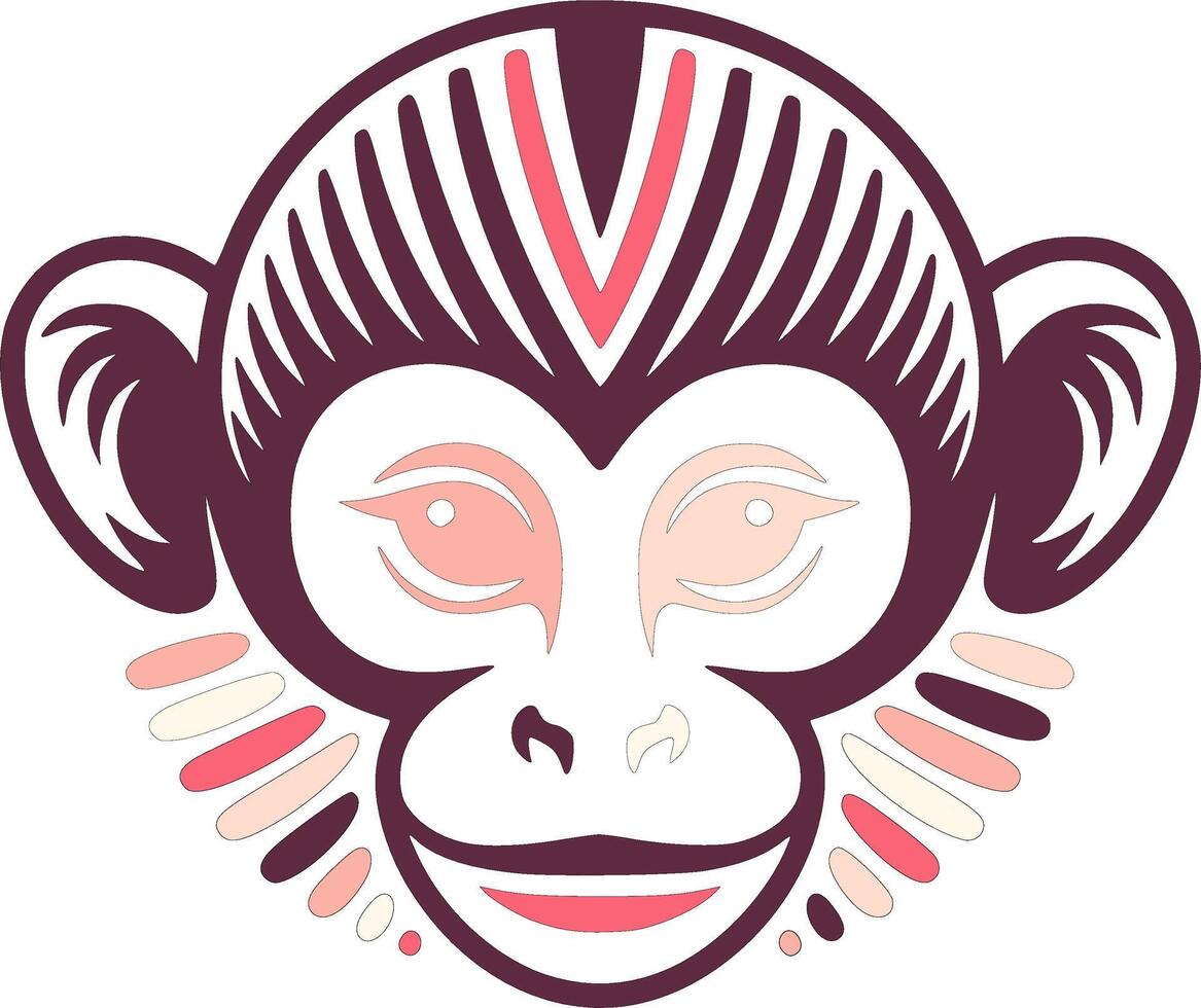 Decorated Tribal Squirrel Monkey Face Design vector