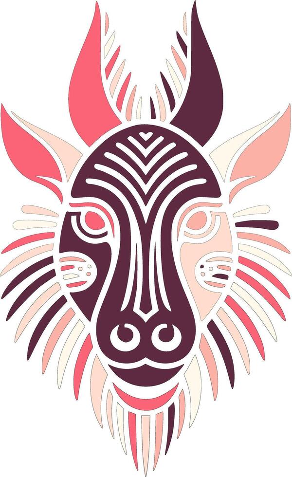 Ancient Stylized Tribal Sitatunga Face Design vector