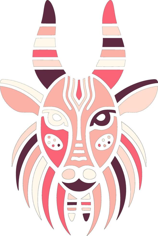 Iconic Stylized Tribal Sitatunga Face Design vector