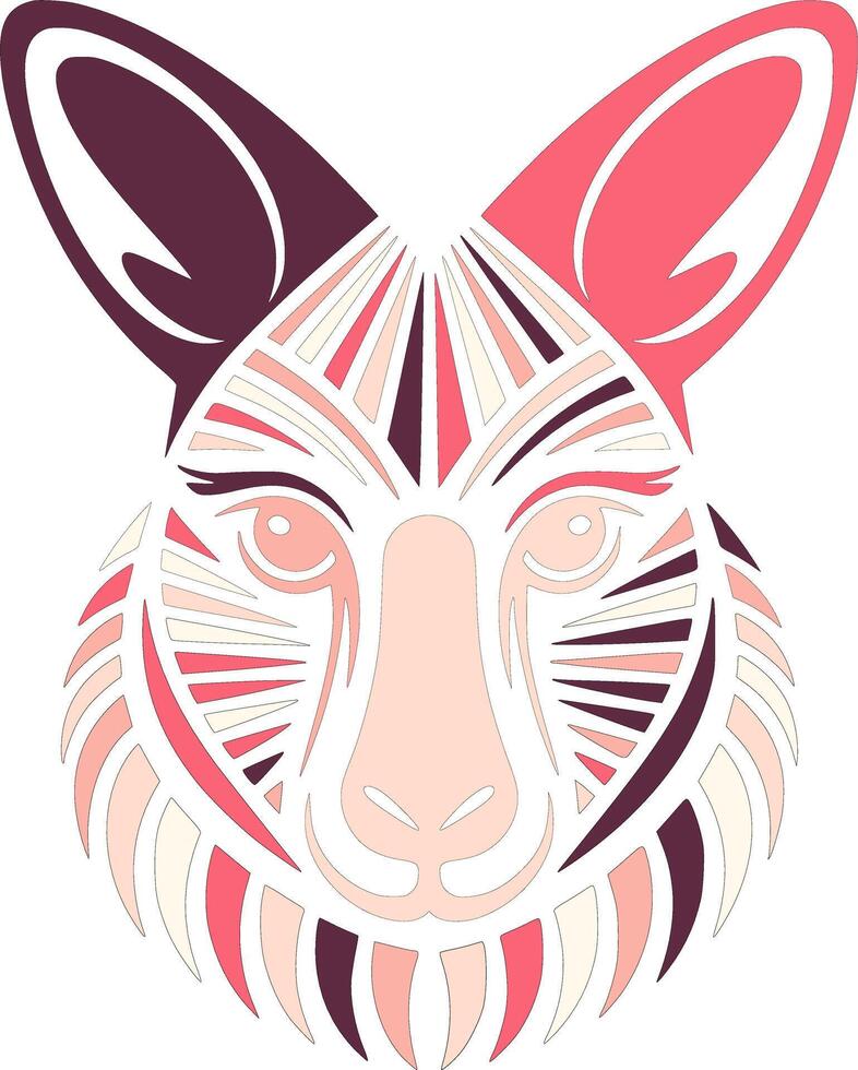 Stylized Tribal Wallaby Face Design vector