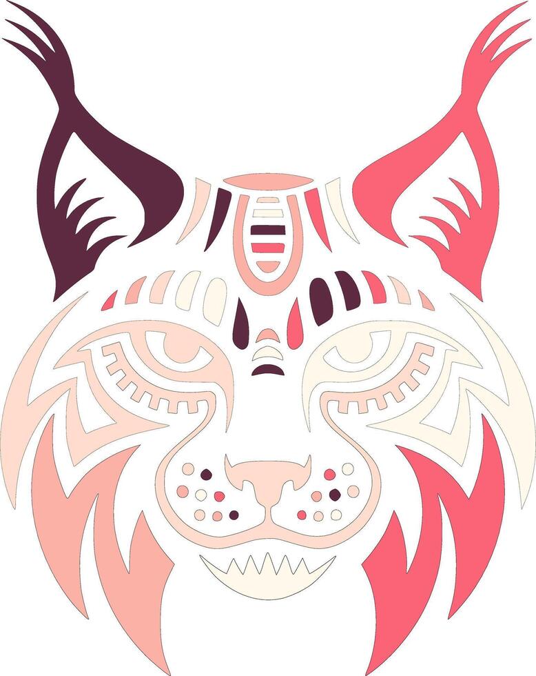 Stylized Lynx Head Tribal Art Design vector