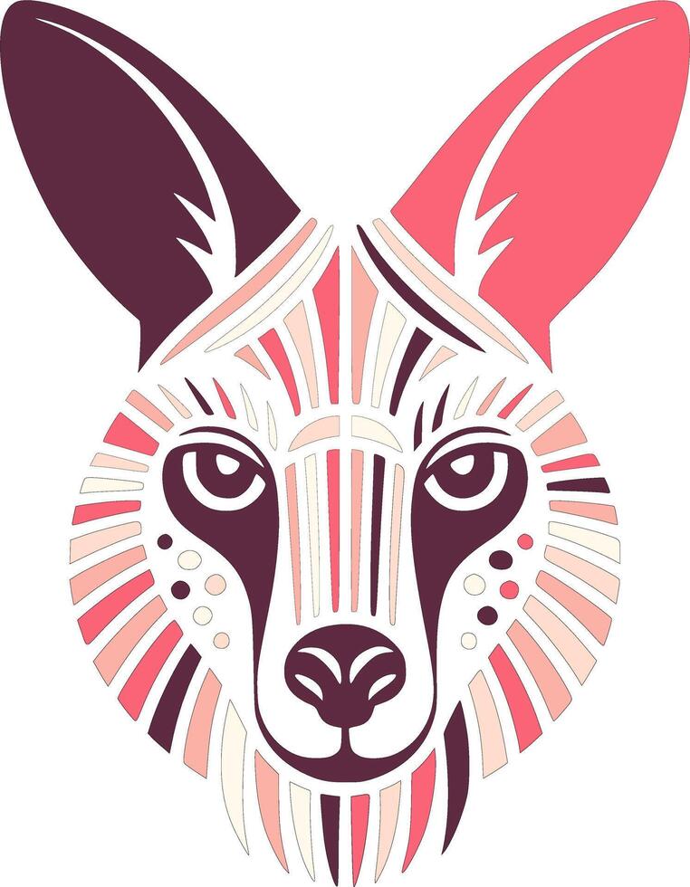 Ancient Stylized Tribal Wallaby Face Design vector