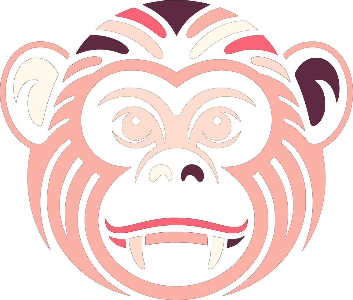 Iconic Tribal Snubnosed Monkey Face Design vector