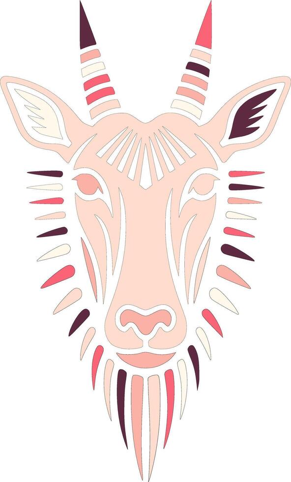 Decorated Stylized Tribal Saiga Face Design vector