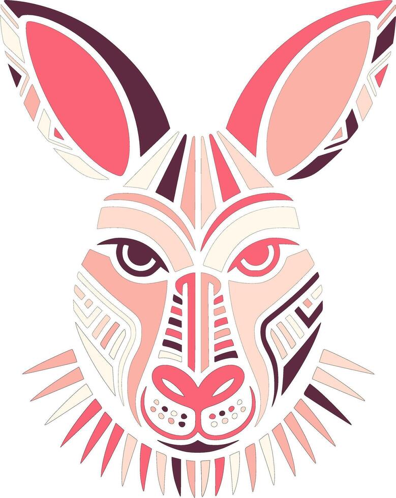 Ancient Stylized Tribal Kangaroo Face Design vector