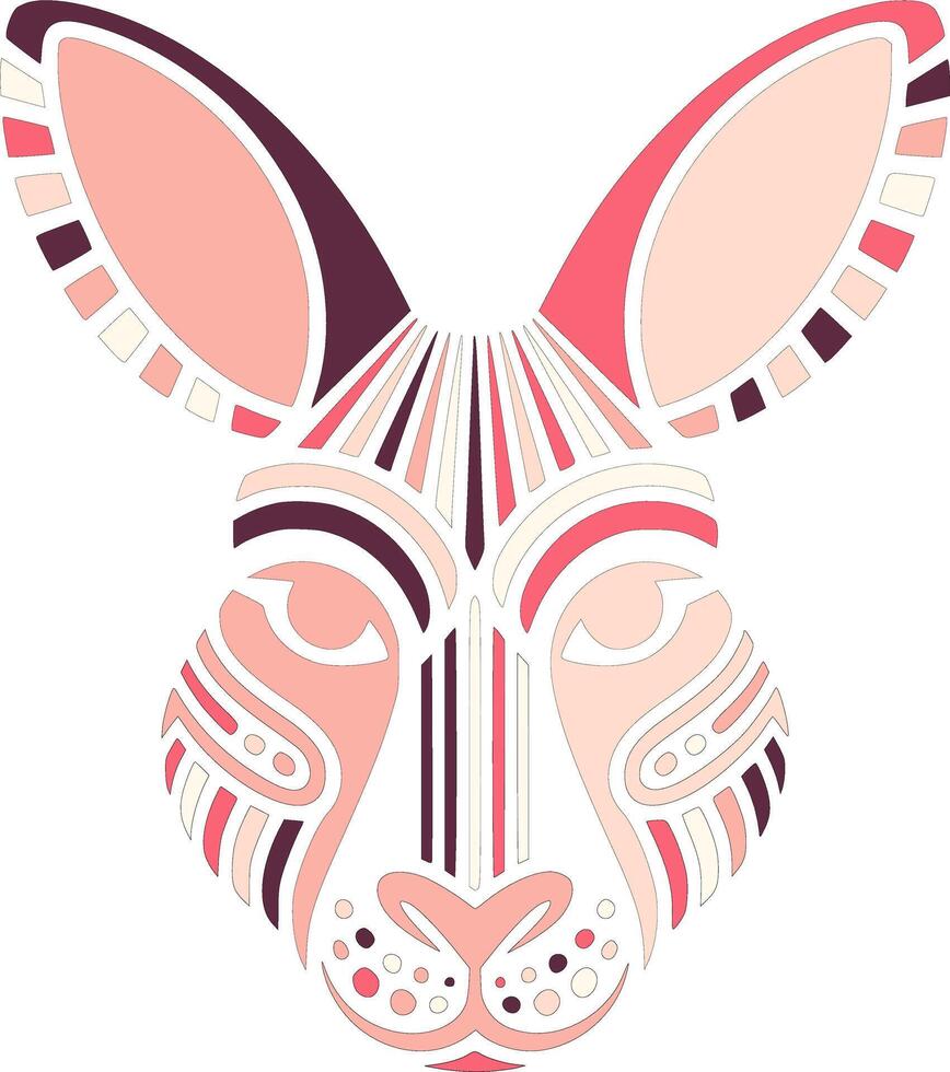 Mystical Stylized Tribal Kangaroo Face Design vector