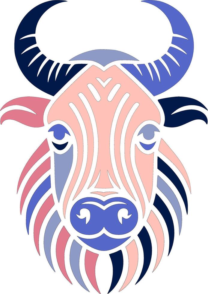 Ancient Stylized Tribal Takin Face Design vector