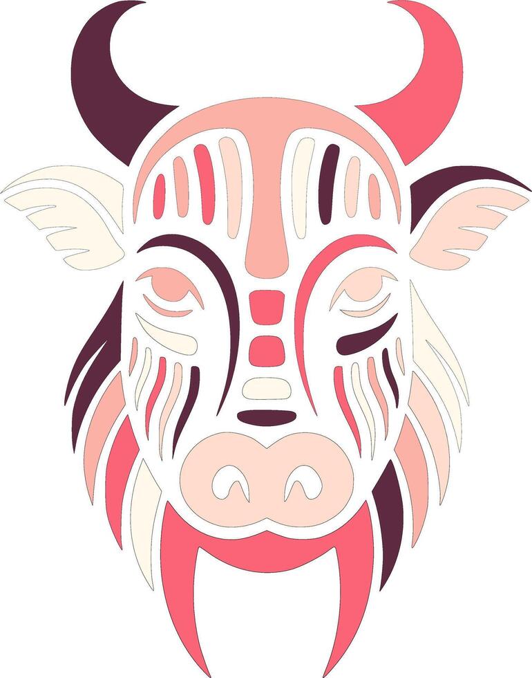 Stylized Tribal Takin Face Design vector