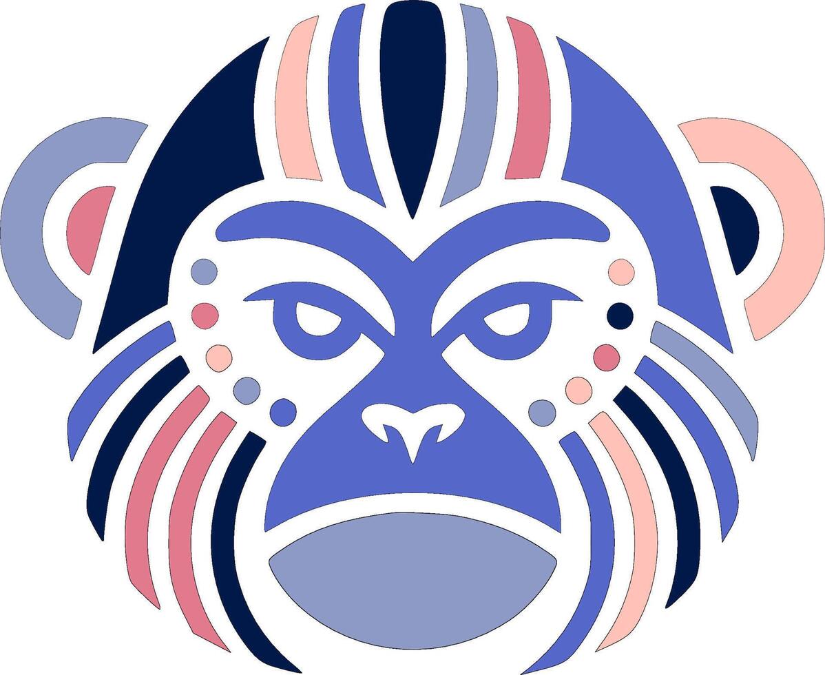 Elegant Tribal Titi Monkey Face Design vector