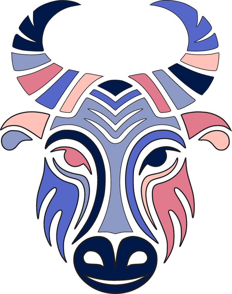 Iconic Stylized Tribal Takin Face Design vector