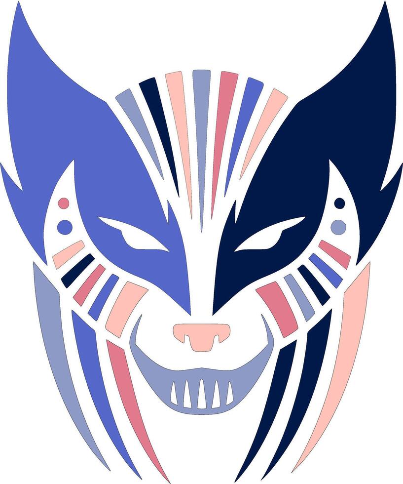 Mystical Stylized Tribal Wolverine Face Design vector