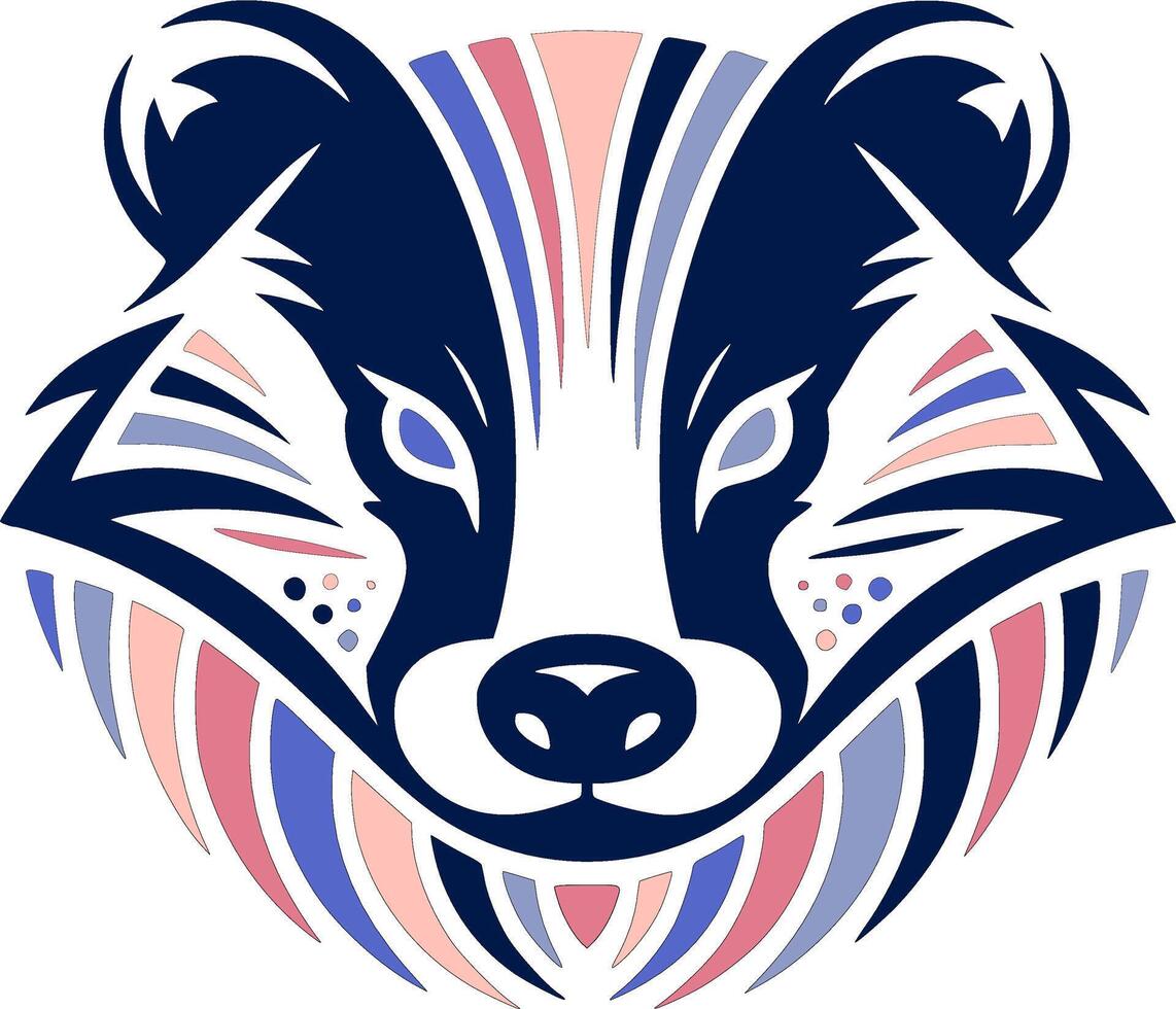 Stylized Tribal Badger Face Design vector