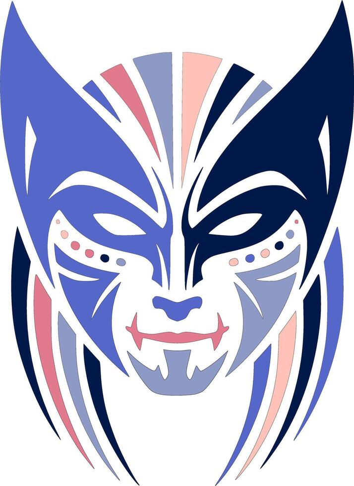Iconic Stylized Tribal Wolverine Face Design vector