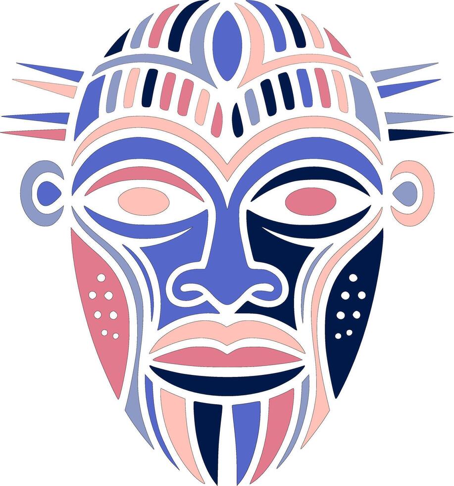 Ancient Stylized Tribal Bongo Face Design vector