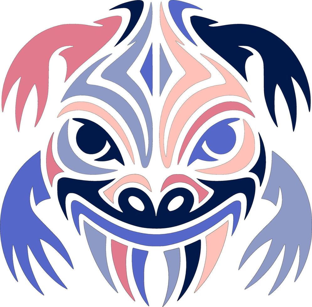 Ancient Tribal Giant Salamander Face Design vector