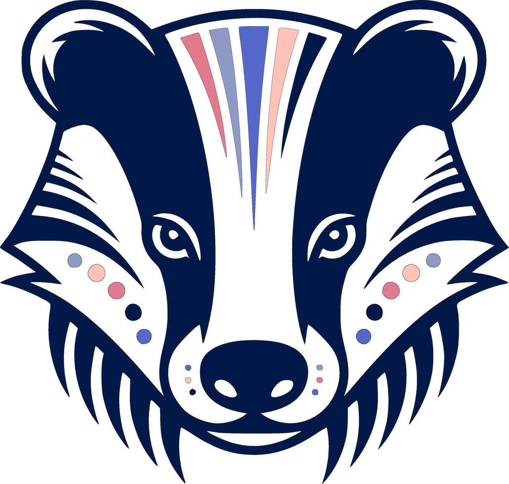 Mystical Stylized Tribal Badger Face Design vector