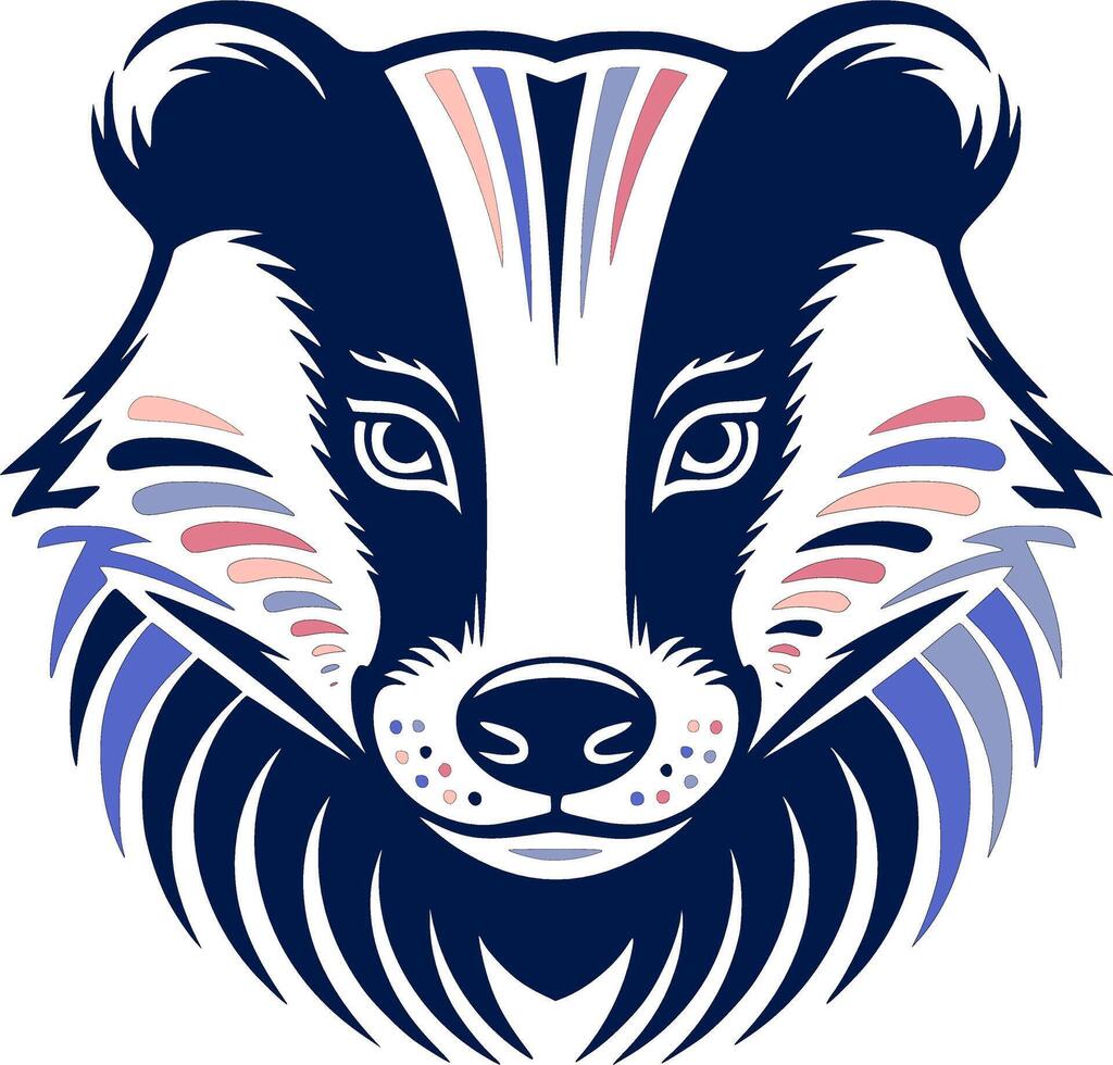 Iconic Stylized Tribal Badger Face Design vector