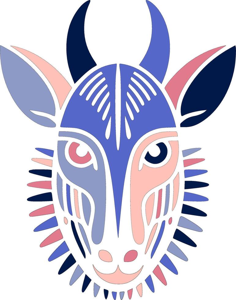 Stylized Tribal Duiker Face Design vector