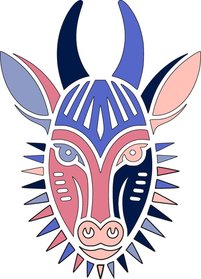 Ancient Stylized Tribal Duiker Face Design vector