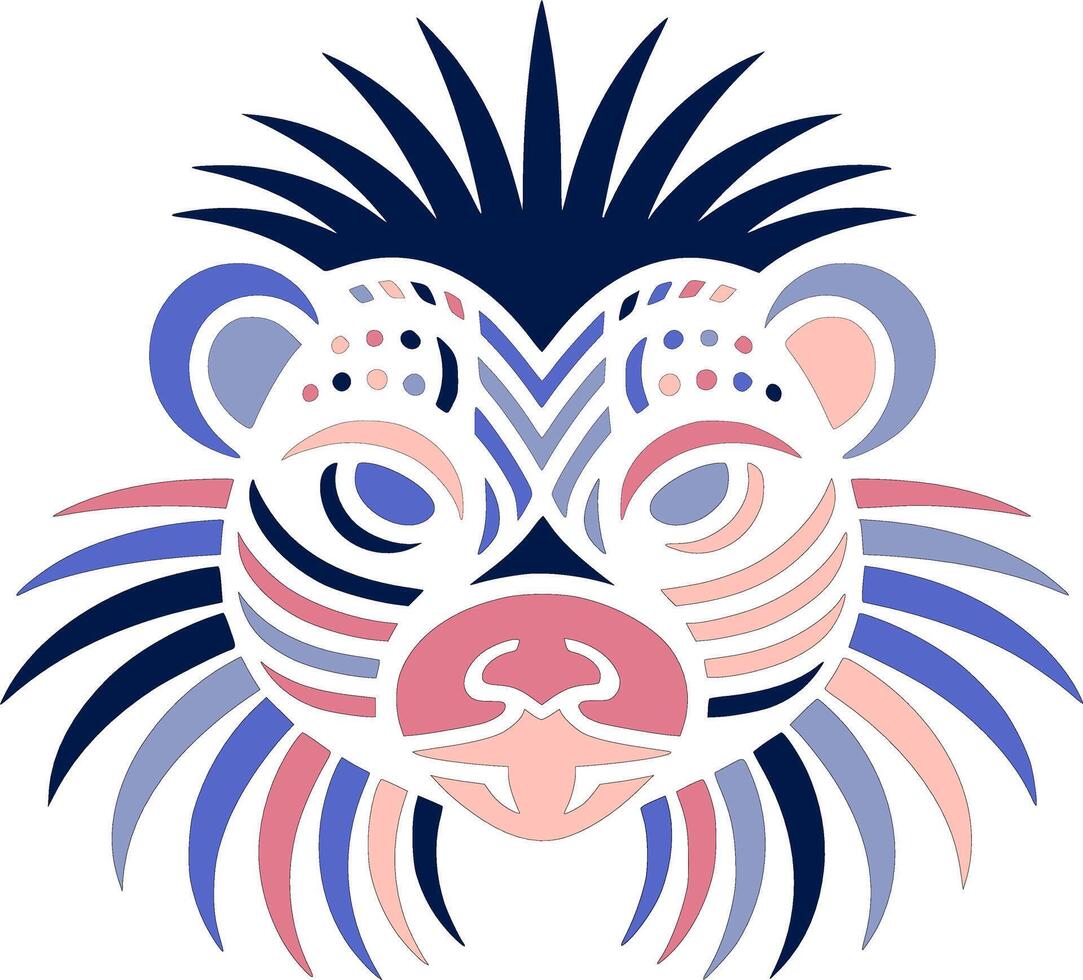 Mystical Stylized Tribal Porcupine Face Design vector
