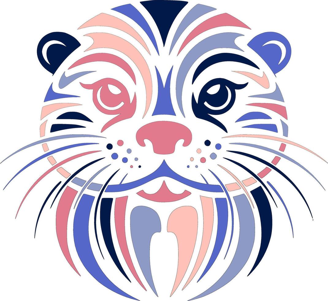 Mystical Stylized Tribal Otter Face Design vector