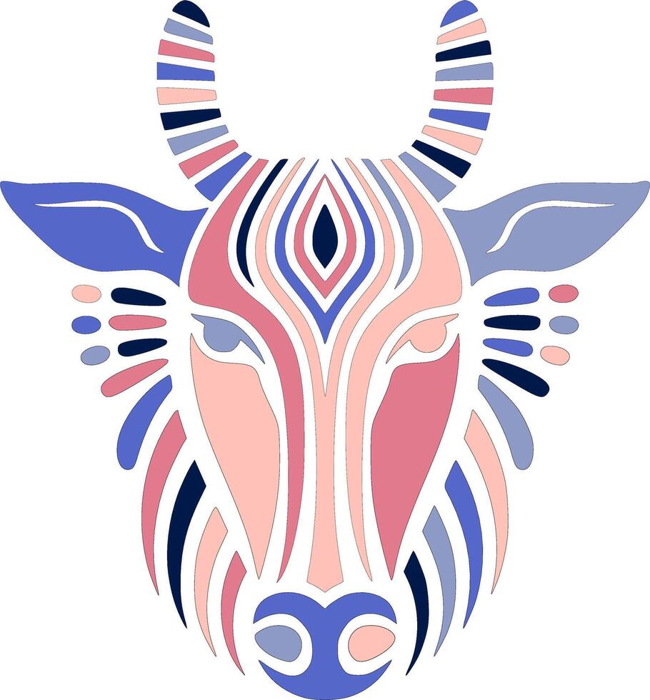 Ancient Stylized Tribal Nilgai Face Design vector